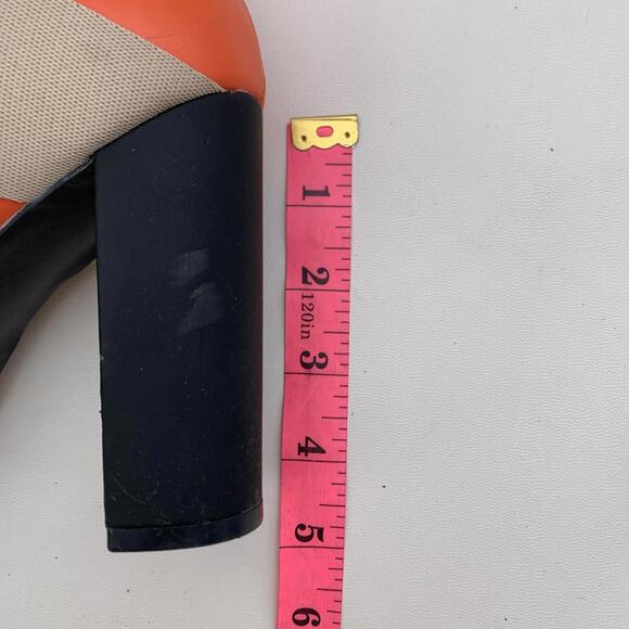 Steve Madden Illusion Pump Lace Up Boots Heels Womens Sz 8 Retro Y2k Orange Beig - Picture 10 of 13